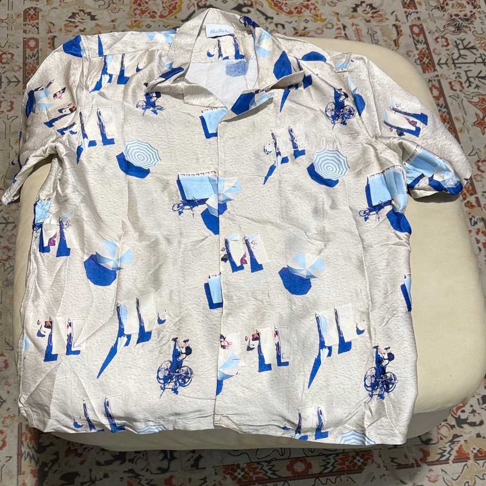 Blue sky inn Beige and Blue Graphic Shirt. Brand new with no tag